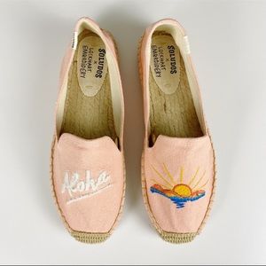*closet clean out* Soludos Aloha Embroidered Platform Espadrille Flats NIB
